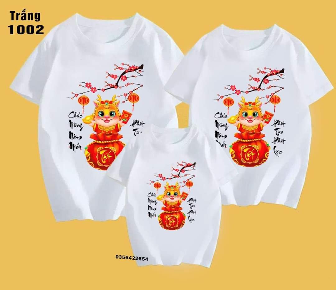 Áo tết gia đình 3/4/5 người, áo rồng tết 2024, áo tết cho bé trai, áo tết cho bé gái chất cotton mịn mát giá sĩ