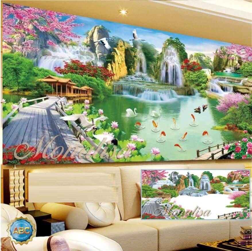 Tranh đính đá lưu thuỷ sinh tài Y8210