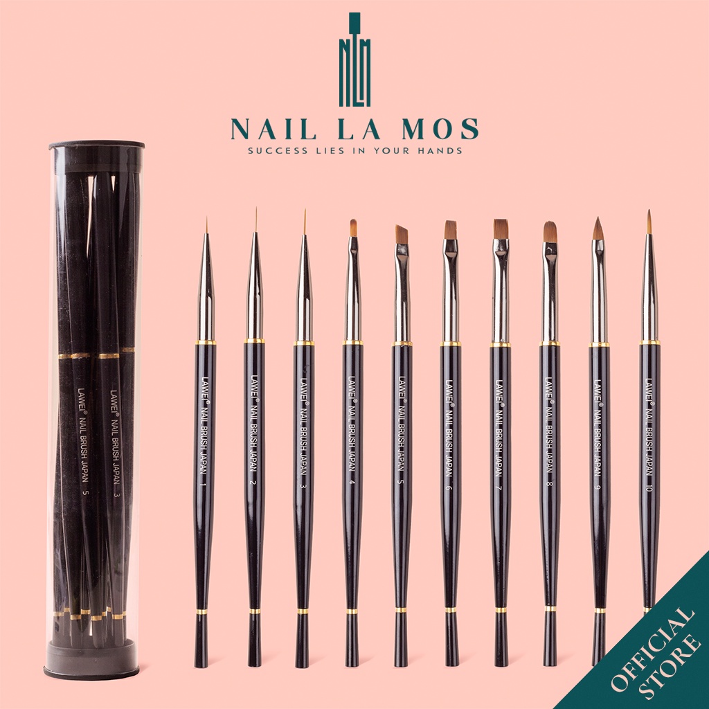 Set 10 cọ nail Lawei chính hãng - Cọ vẽ móng chuyên dụng