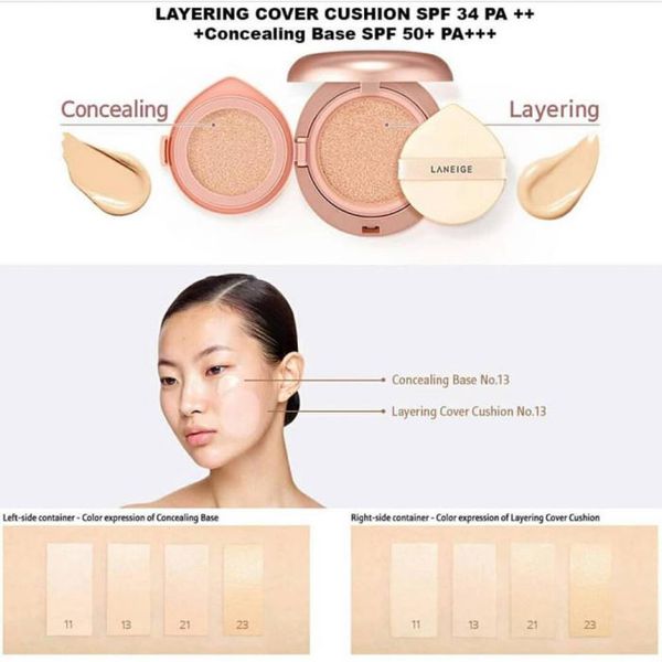 Phấn cushion Laneige Layering Cover Cushion SPF 34 PA++