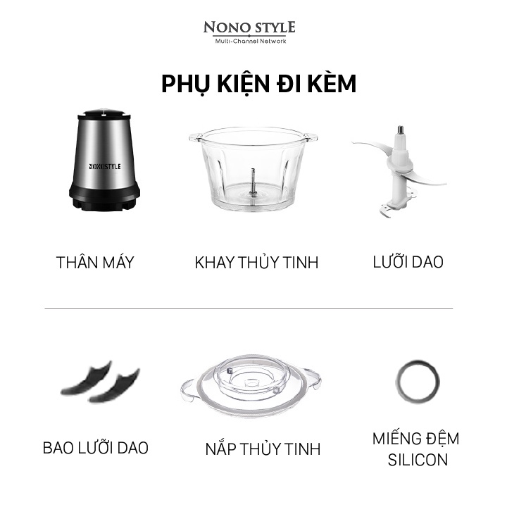 Máy Xay Thịt Thủy Tinh – Cối Xay Đa Năng Cao Cấp Nonostyle
