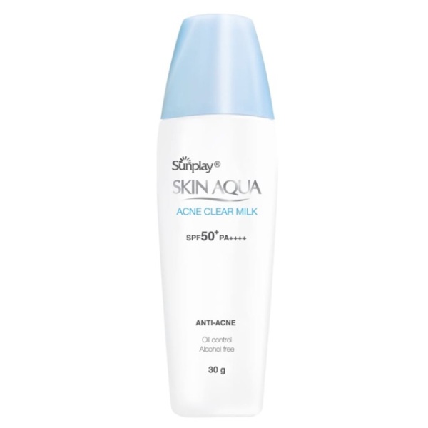Kem chống nắng Sunplay Skin Aqua Acnes Clear Milk SPF50 PA+++,nắp xanh nhập khẩu