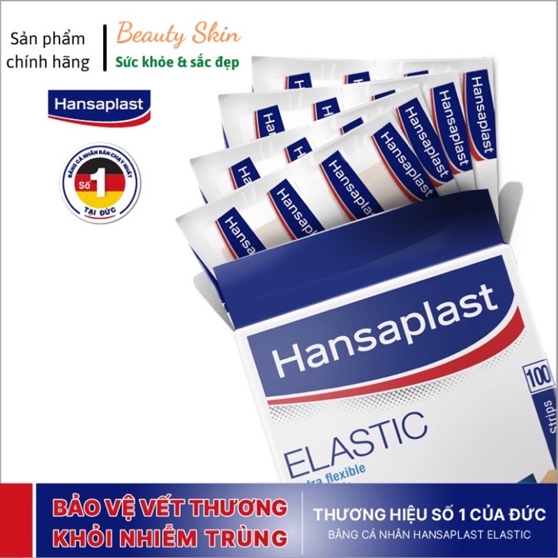 Băng cá nhân Hansaplast Elastic hộp 100 miếng