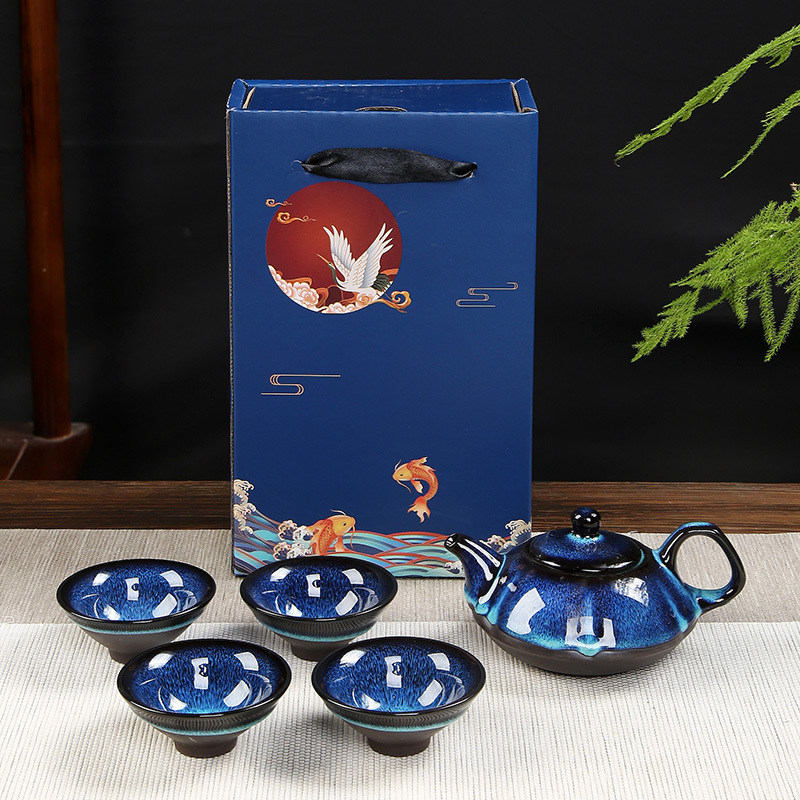 Bộ ấm trà Men Hoả Biến mẫu 4 chén,6 chén