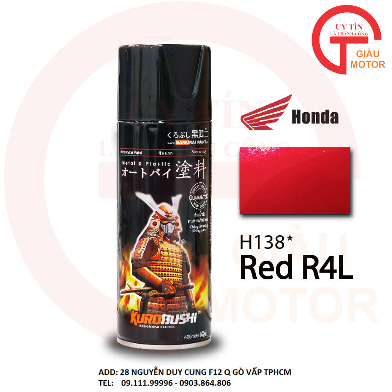 [HCM]SƠN SAMURAI MÀU HONDA H138 MÀU ĐỎ RED R4L
