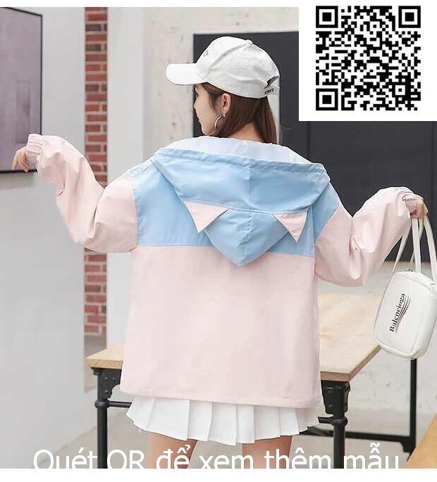 Áo khoác dù tai mèo dễ thương