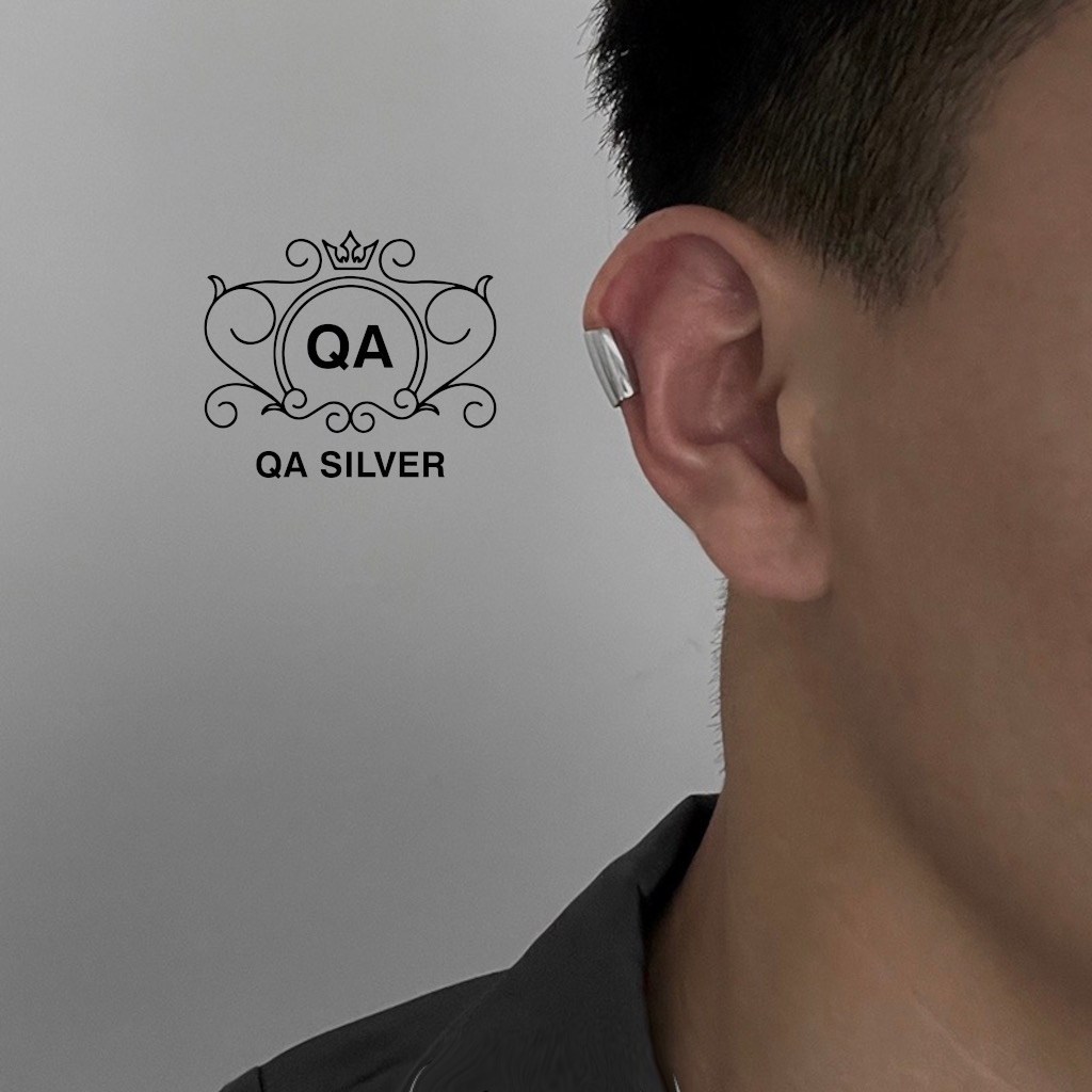 Khuyên tai bạc 925 kẹp vành bản to dày bông nam nữ unisex S925 EARCUFF QA SILVER Earrings EA211102