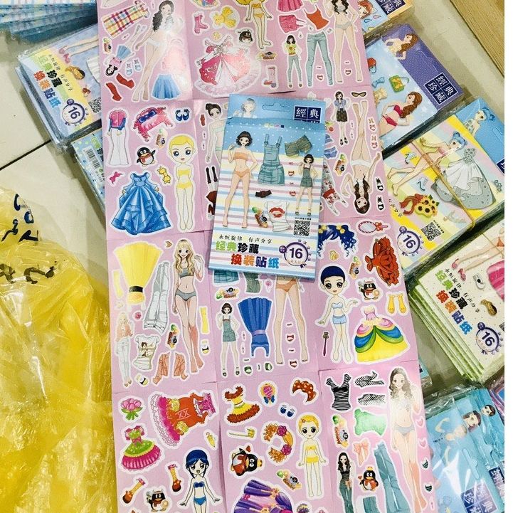 Bộ 8 tờ Sticker dán công chúa thay trang phục