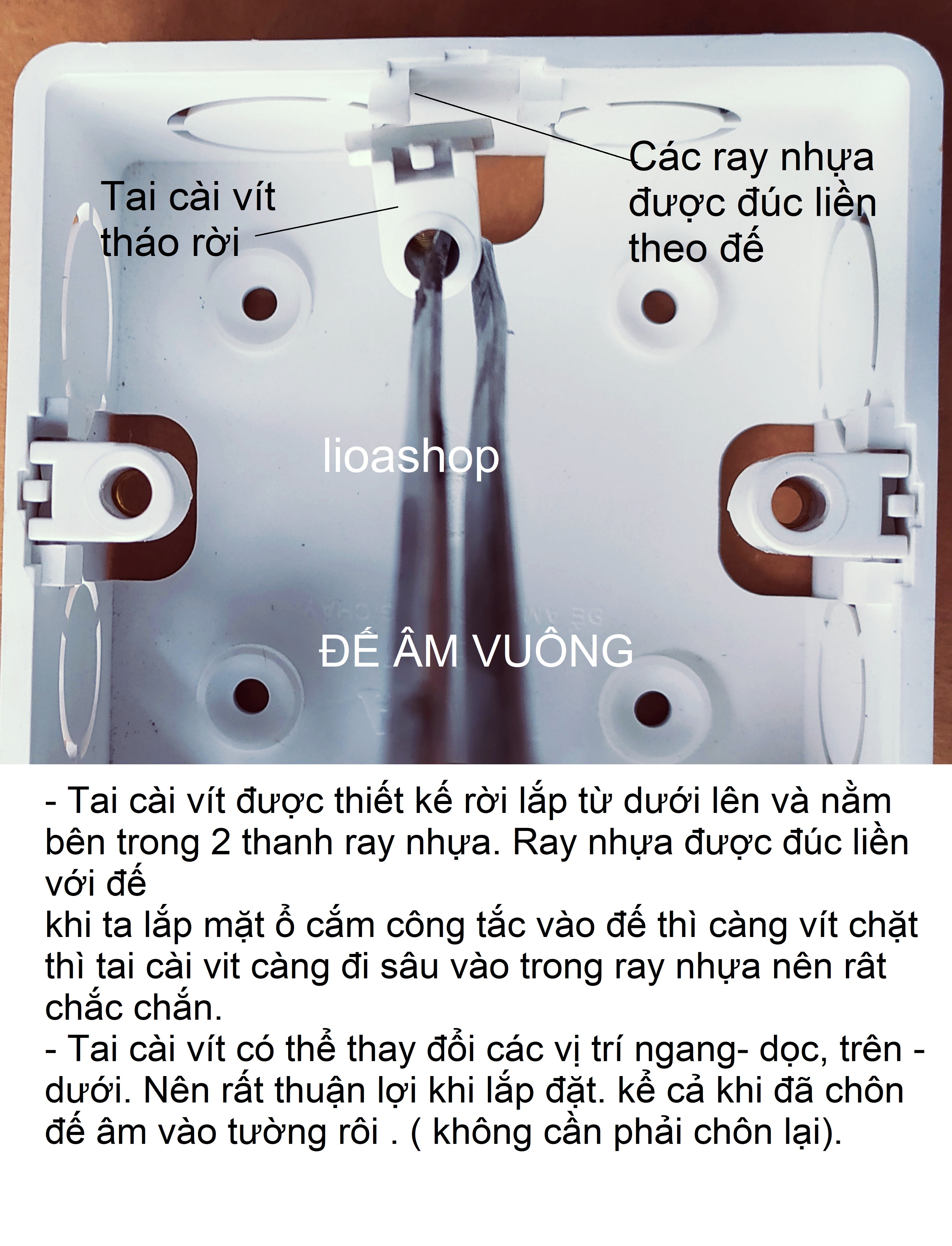 BỘ 3 ĐÉ ÂM - BỘ 3 ĐẾ NỔI  VUÔNG- LiOA.