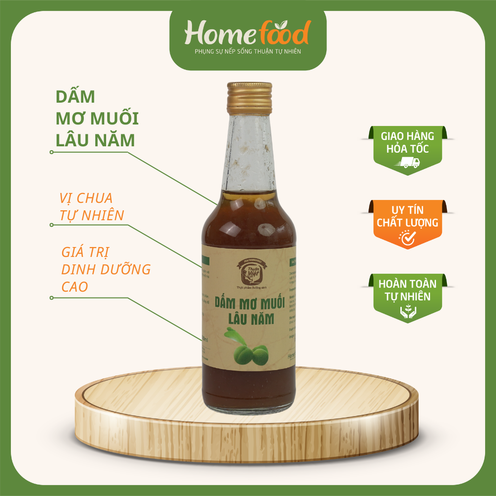 Dấm mơ muối lâu năm homefood chai 300ml/ dấm mơ
