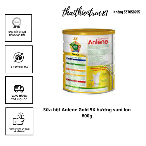 [ HOÀN TIỀN 10% ]Sữa bột Anlene Gold 5X hương vani lon 800g