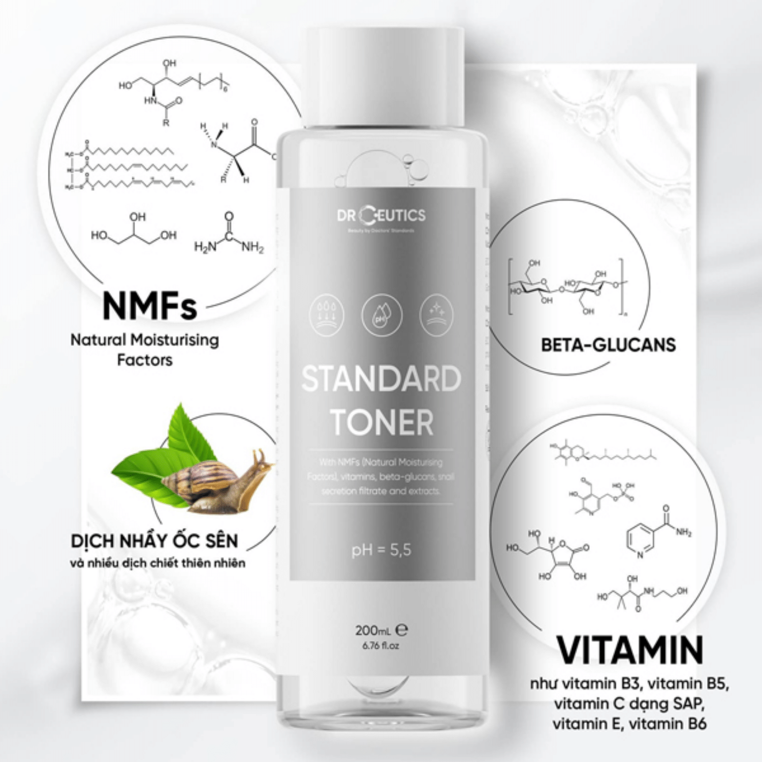 Nước Hoa Hồng Cấp Ẩm Làm Dịu Da DrCeutics Standard & Basic Toner
