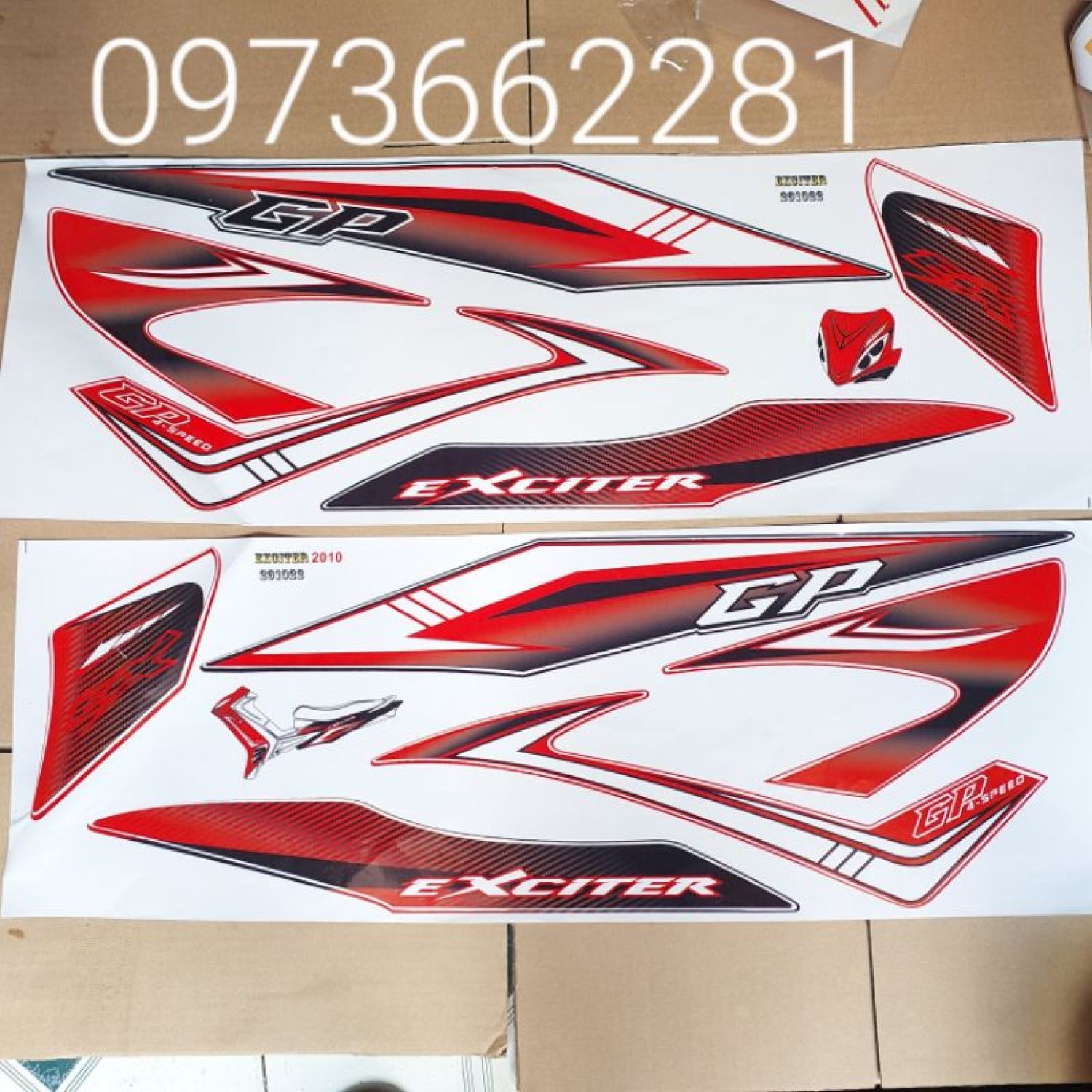 Bộ tem dán xe exciter 2010 màu đỏ gp