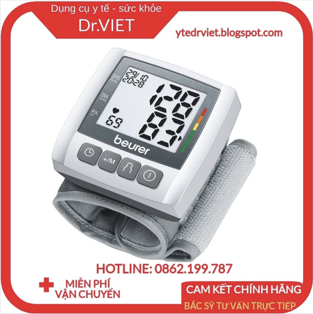 Sphygmomanometer wrist electronic Beurer BC30 imported Germany, high precision, ergonomic design easy to remove the effects without others fitted, use battery, warranty 36 months, Germany Standard WHO high precision