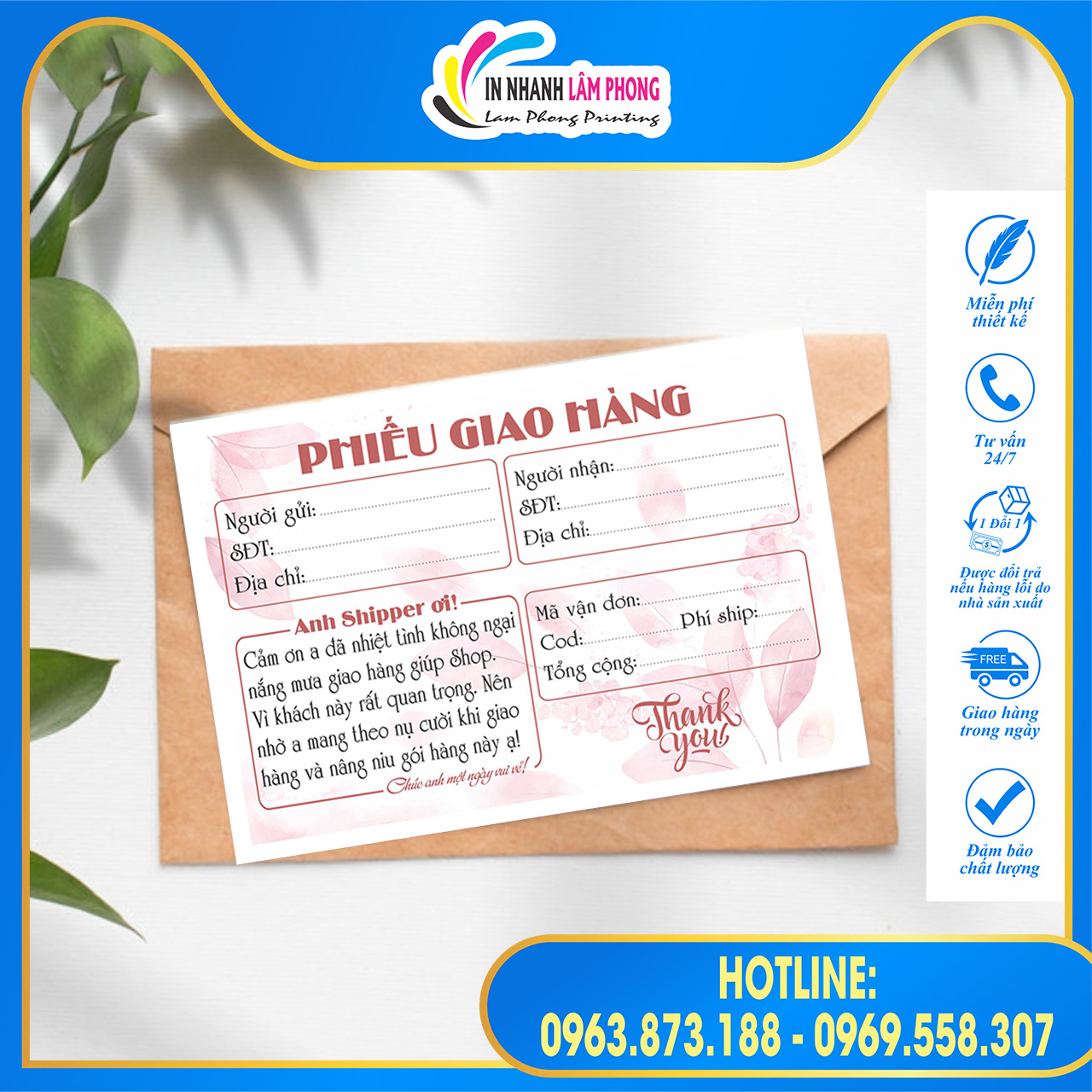 Set 50 Phiếu Ship Hàng Siêu Đẹp Size 10x15