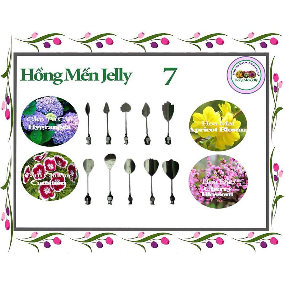 Kim làm thạch rau câu 3d hoa cẩm tú cầu, hoa mai, cẩm chướng, hoa đào