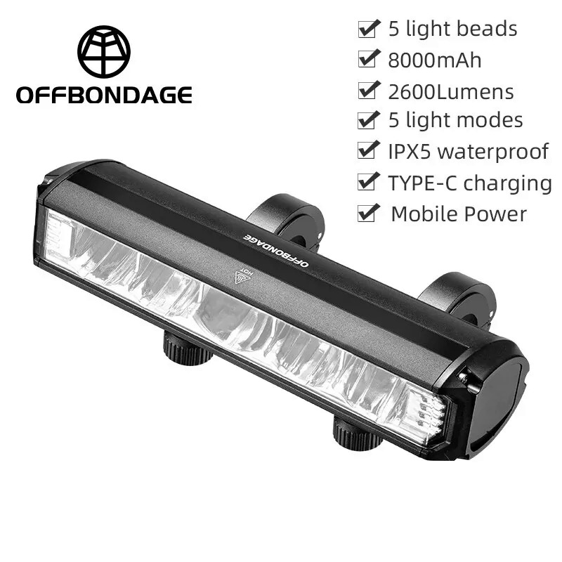 Off xe đạp ánh sáng phía trước 900Lumen xe đạp ánh sáng 2000mAh Đèn pin không thấm nước USB sạc MTB đường đi xe đạp đèn (liên hệ với khách