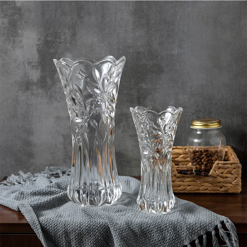 Lọ hoa thủy tinh cao cấp 20cm, 25cm, 30cm (Họa Tiết Ngẫu Nhiên)