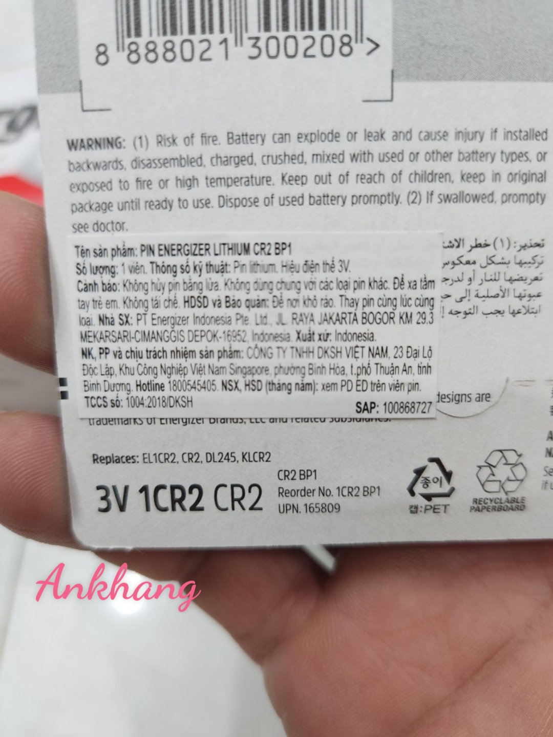 Combo 2 Vỉ Pin CR2 ENERGIZER Lithium 3V - Chính Hãng - (Pin Máy Ảnh, Máy Đo Khoảng Cách)