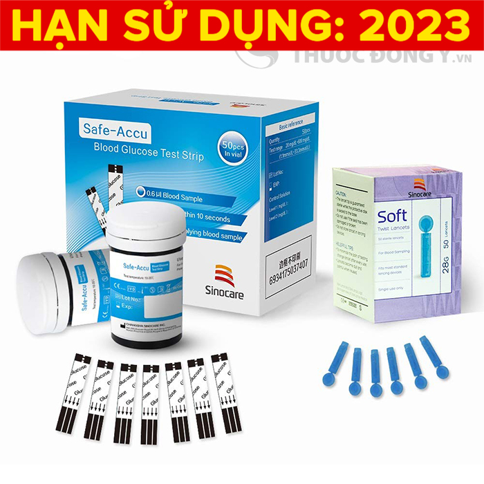 Que thử đường huyết Safe Accu Sinocare 50 que
