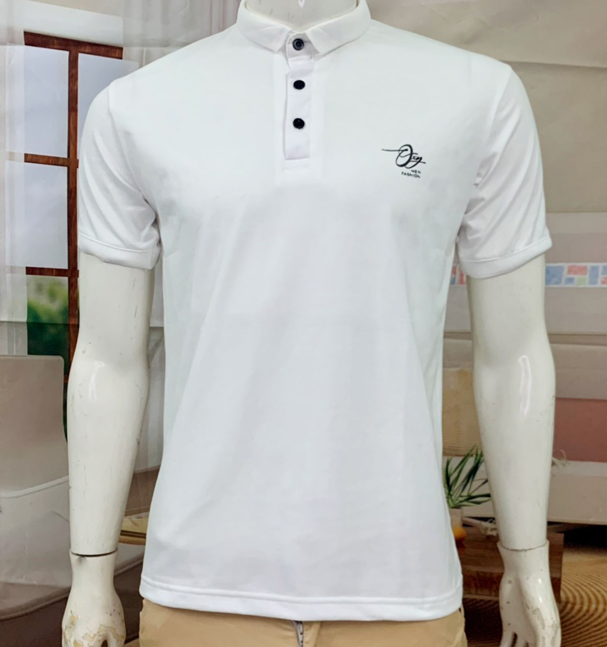 áo cổ bẻ xanh đậu