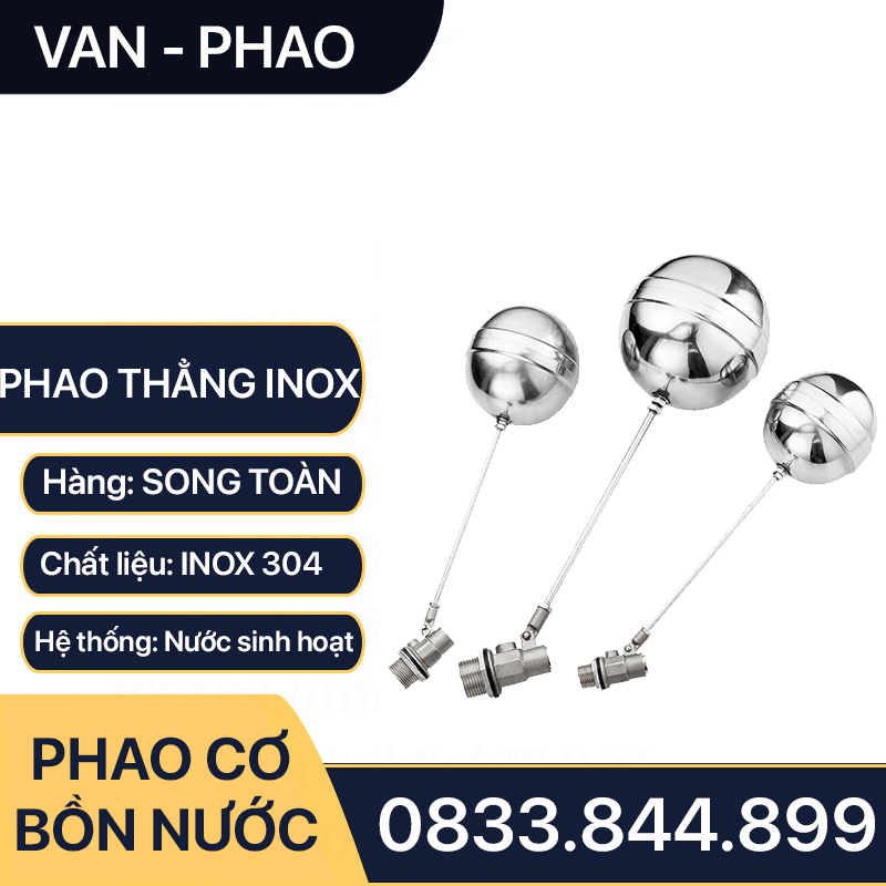 Van phao bồn nước inox, phao cơ inox tự động ngắt nước 21 27 34 - inox sus 304