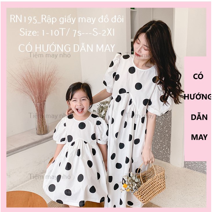 RN195_RẬP GIẤY May Đầm Đôi Mẹ Và Bé