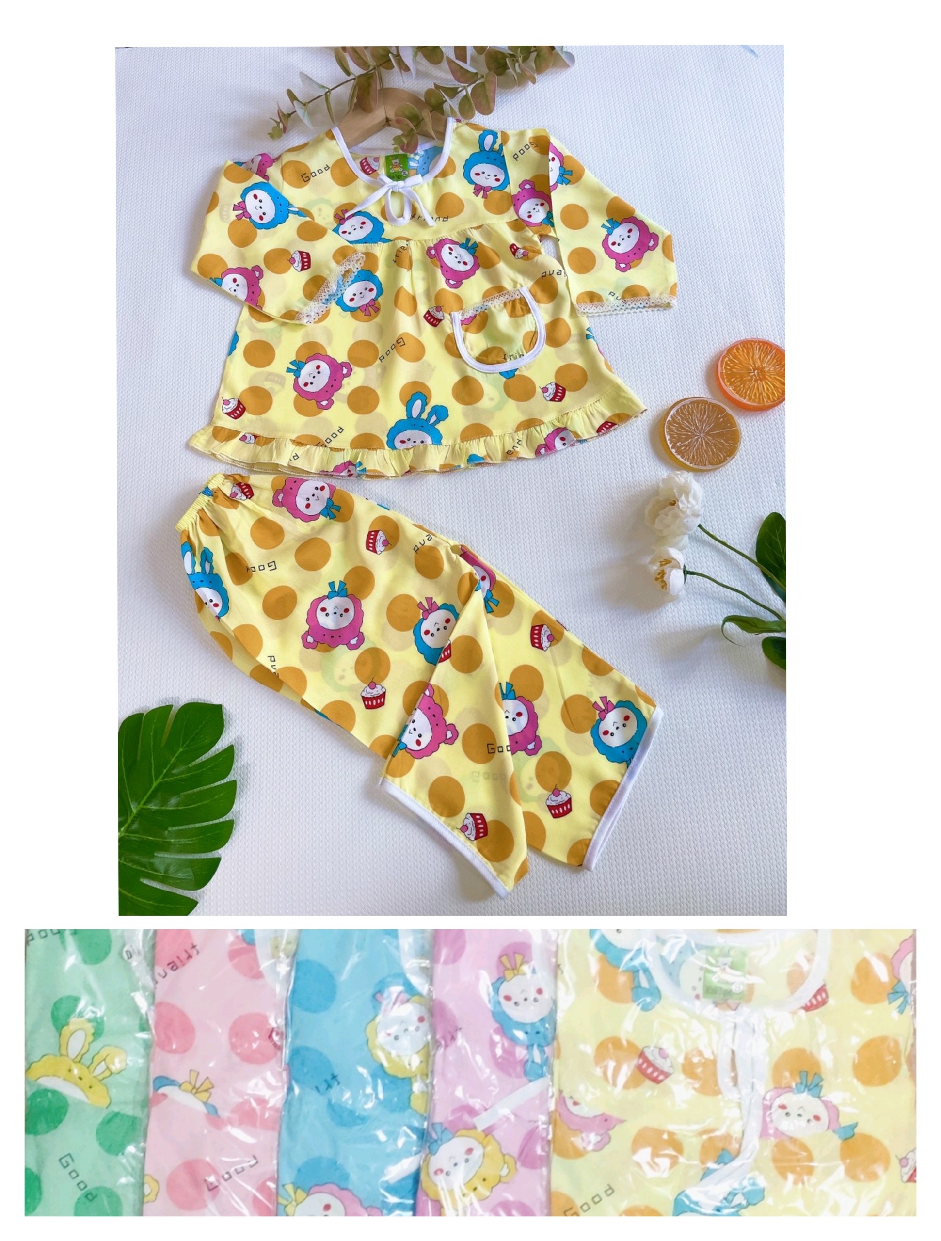 (3 bộ 3 màu 3 họa tiết khác nhau) Combo 3 bộ tole tay dài bé gái (12-18kg)