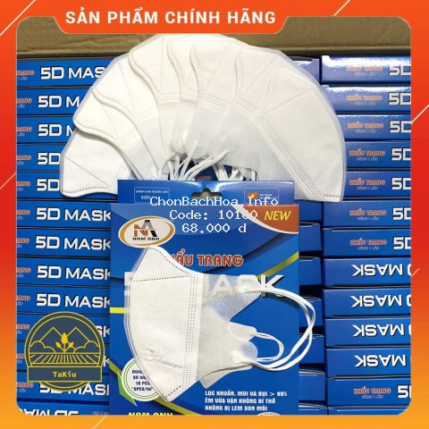[HCM]Hộp 10 cái khẩu trang 5D màu TRẮNG