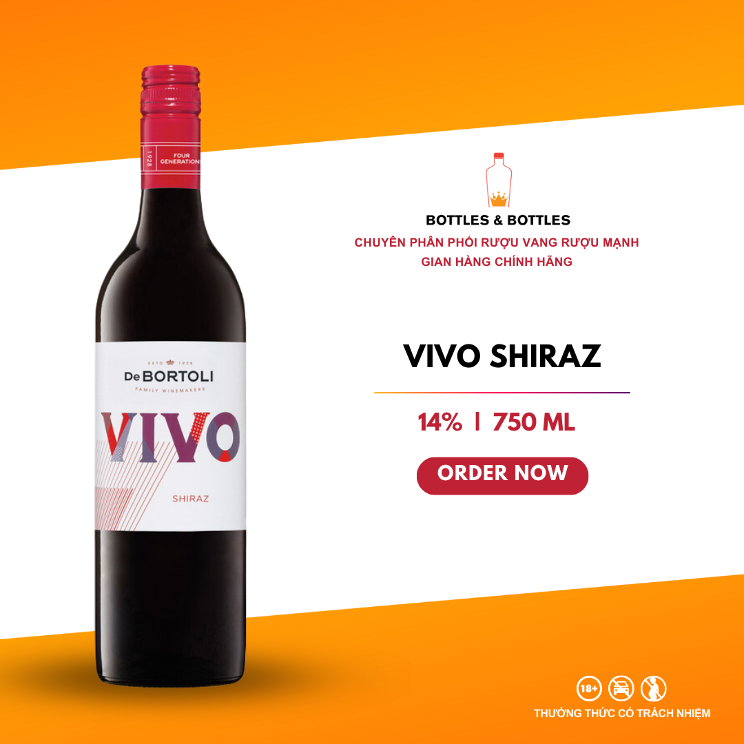 Chính hãng - rượu vang đỏ vivo shiraz - 14% - 750ml