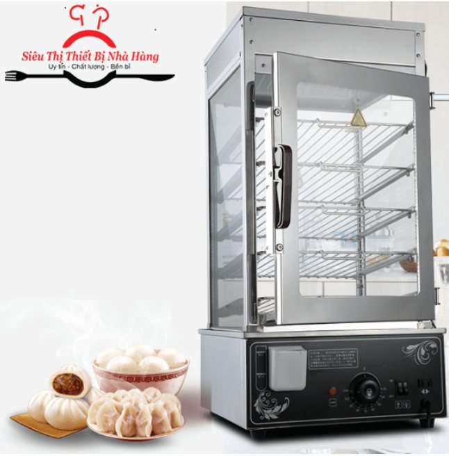 TỦ HẤP BÁNH BAO 5 TẦNG, 2 LỚP KÍNH [ BẢO HÀNH 12 THÁNG ]
