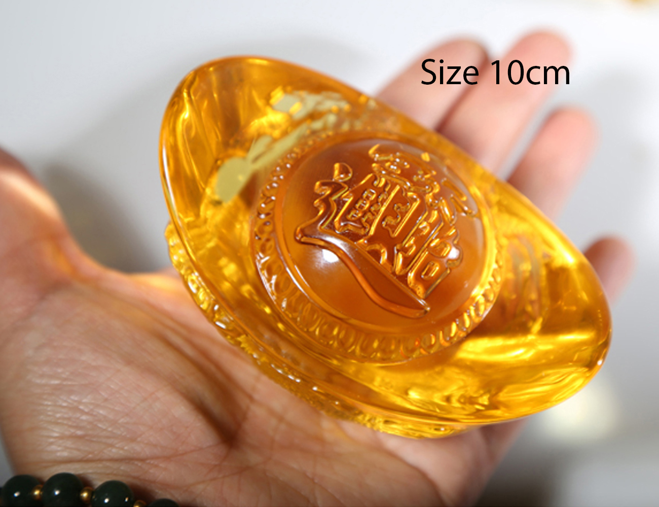 [HCM]Thỏi vàng pha lê 10cm chạm Rồng tinh tế - Đỉnh vàng phong thủy may mắn