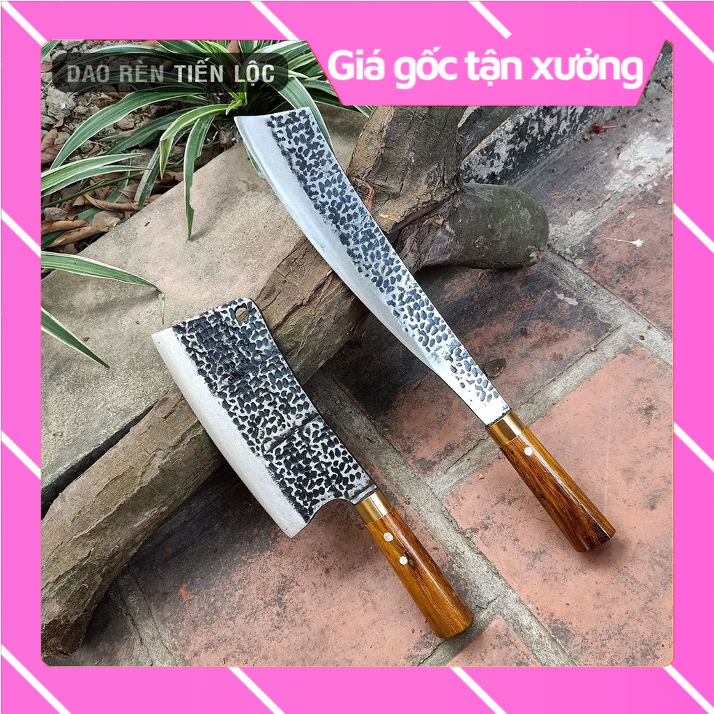 Dao tông, dao chặt thép nhíp cao cấp - cán cẩm chỉ khâu đồng