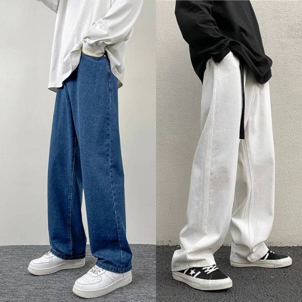 Quần jean nam dáng suông ống rộng ống suông basic unisex quần bò trơn form rộng"