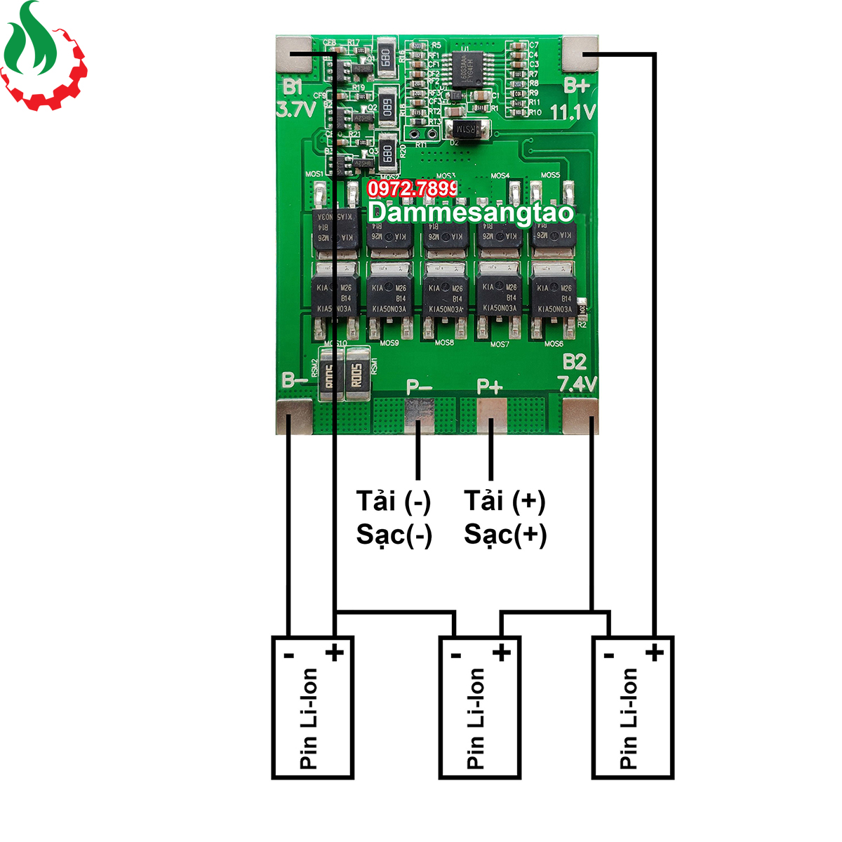 Mạch 3S 12V 30A BW bảo vệ pin Li-ion 3.7V