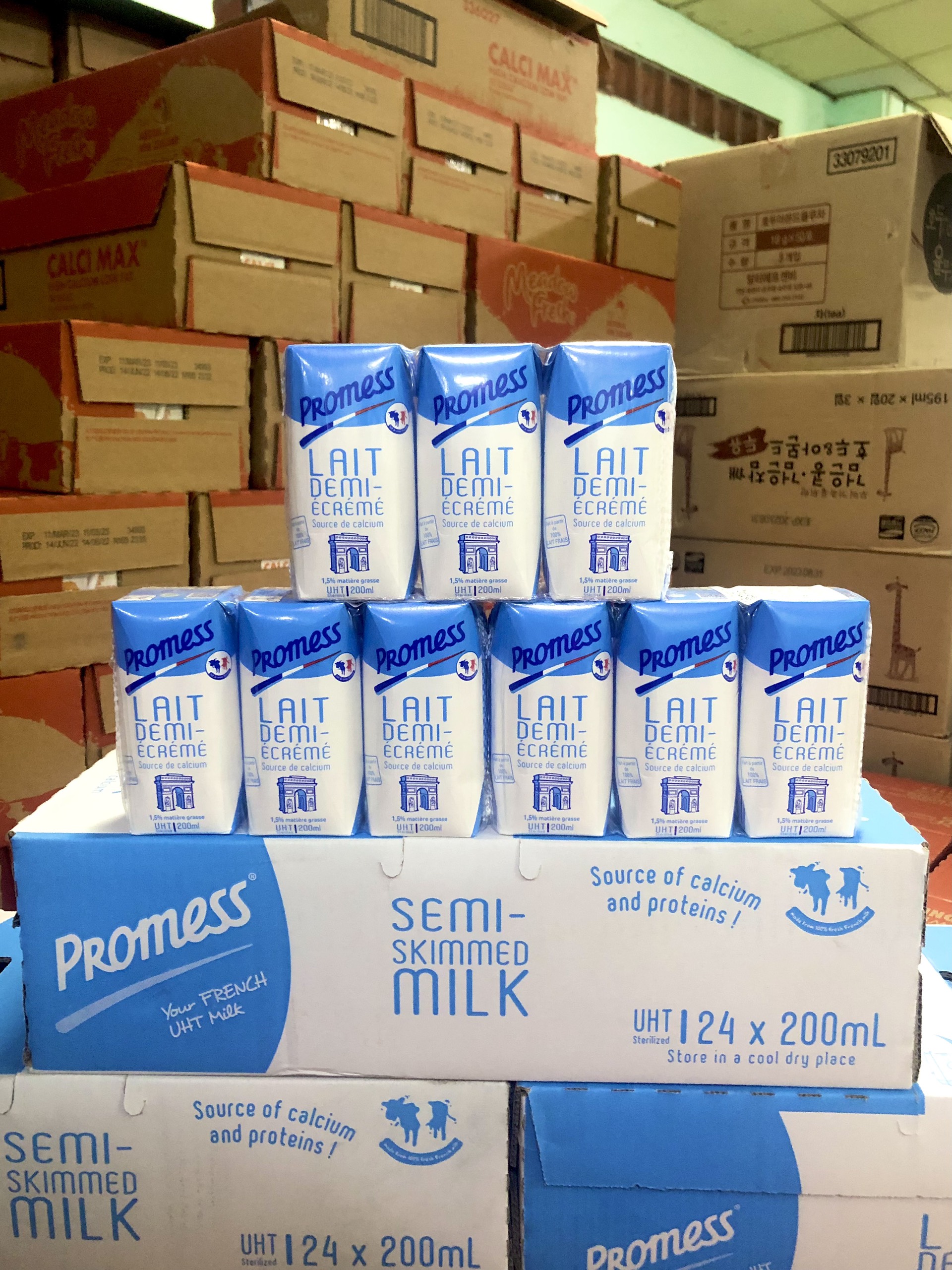 [Thùng 24 Hộp] Sữa Tươi Promess Ít Béo 200ml - Sữa Nhập Khẩu Pháp