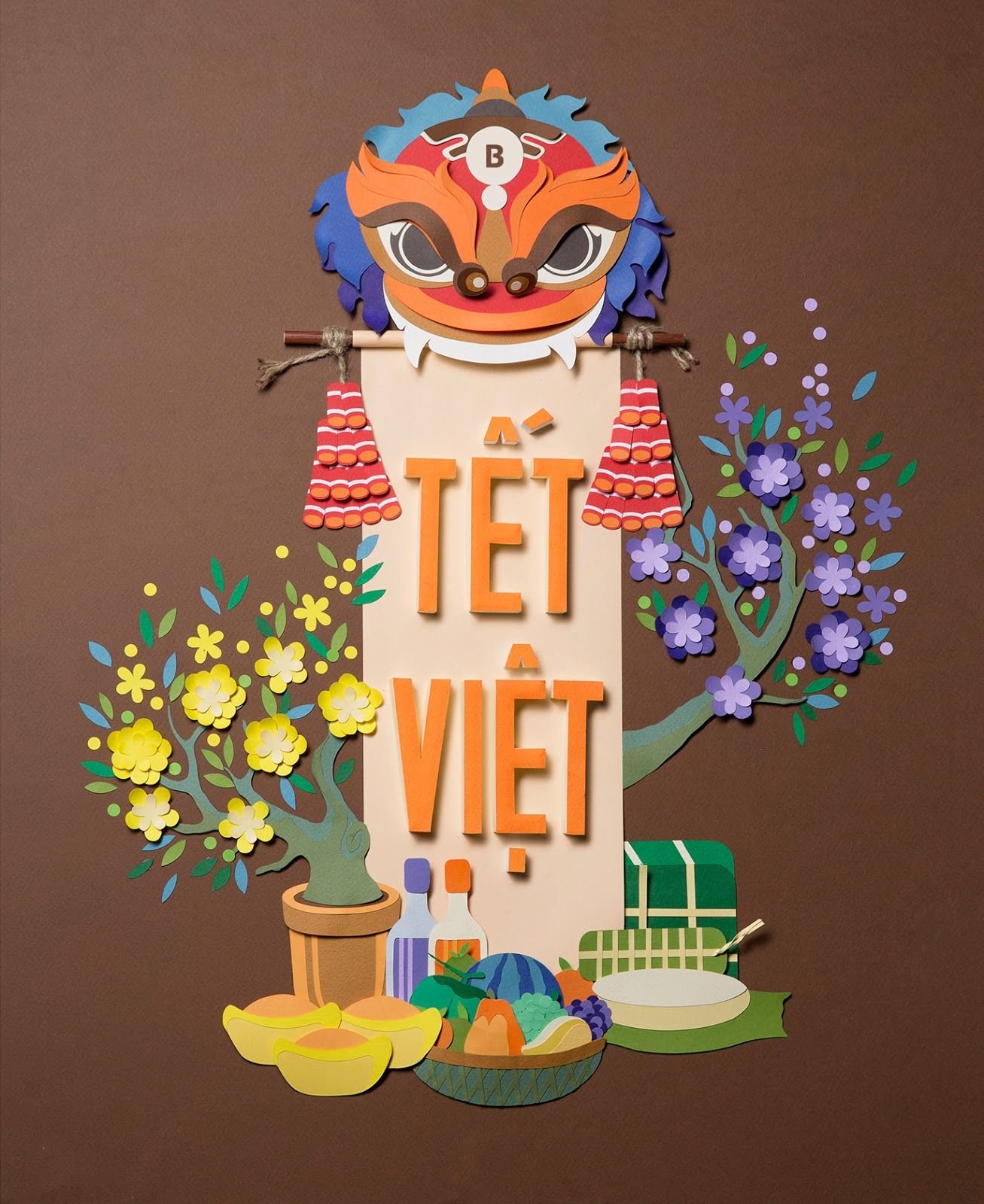 Combo 10 tem decal tết độc đáo 7x12cm
