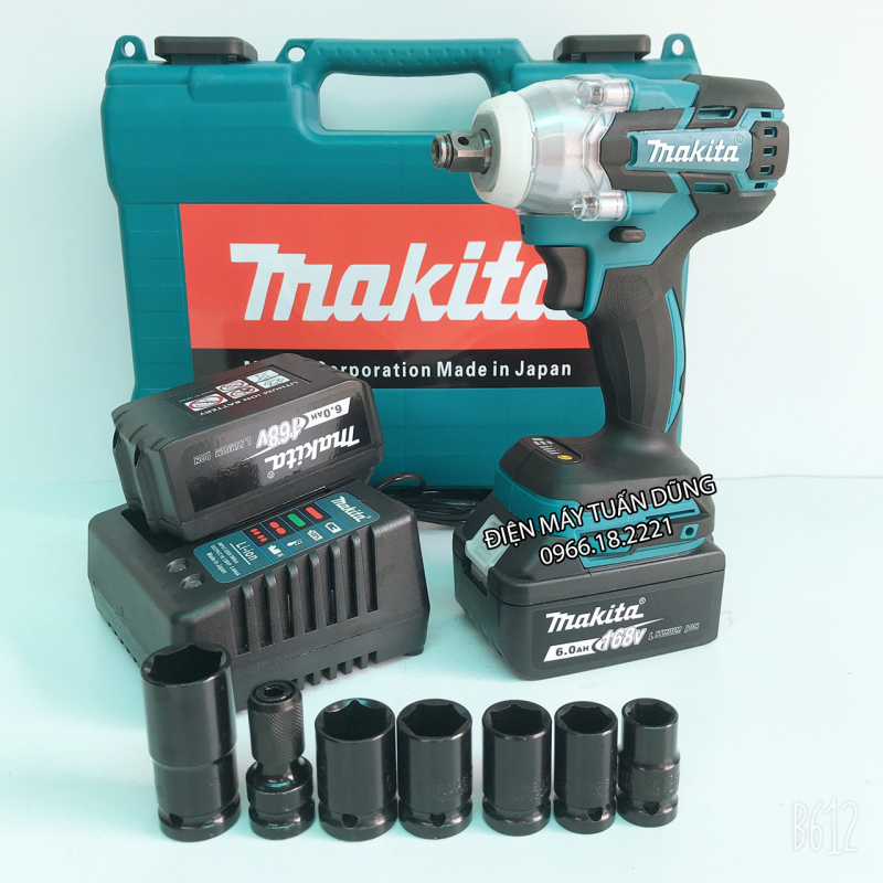 Máy bắn vít pin Makita 168V-6Ah Lực siết 500Nm KÈM 1 ĐẦU CHUYỂN VÍT VÀ 5 KHẨU MỞ ỐC