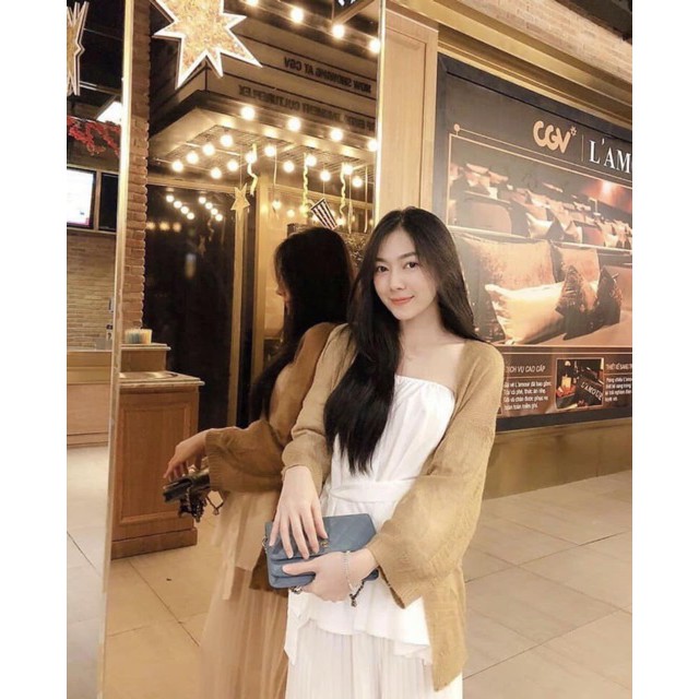 Áo khoác Cadigan len mỏng phong cách Hàn Quốc