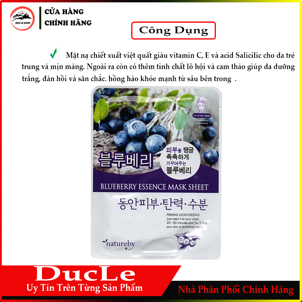[HCM]Mặt Nạ Natureby Việt Quất HÀN QUỐC (23ml/miếng )