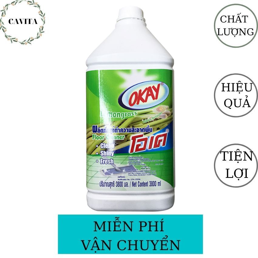 [FreeShip] Nước Lau Sàn Okay 3800ml Thái Lan CAVITA giúp diệt sạch vi khuẩn, bảo vệ sức khỏe gia đình
