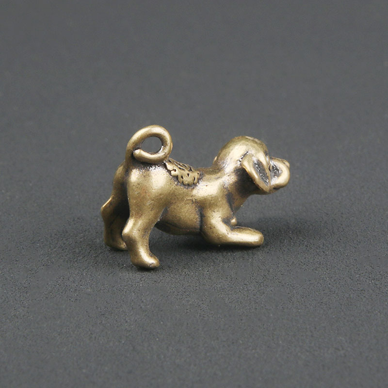 Tượng Nhỏ Bằng Đồng Hình Chó Con (Kích Thước: 3.0 x 2.2cm)