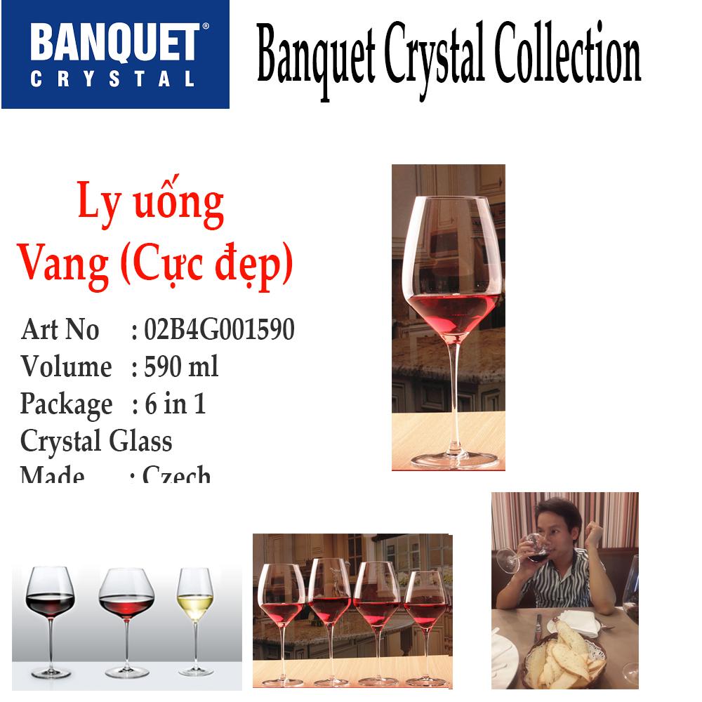 Bộ 6 ly pha lê uống rượ.u vang 590 ml Tiệp Khắc