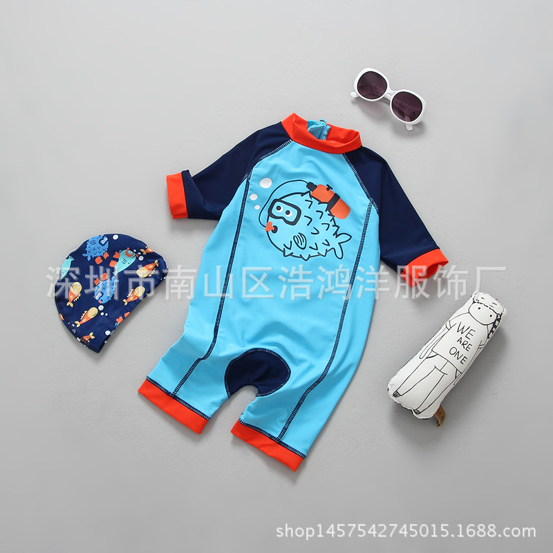 [HCM]ĐỒ BƠI BÉ TRAI LIỀN THÂN ĐÁNG YÊU KÈM NÓN