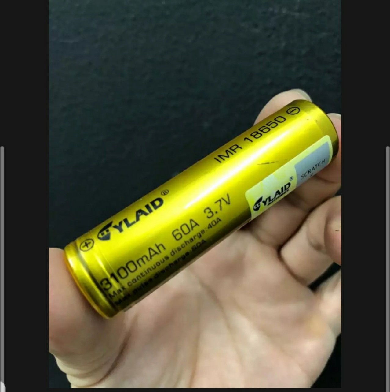 Pin cylaid 18650 vàng ,3100 mAh ,60A, 3,7v (1 viên)