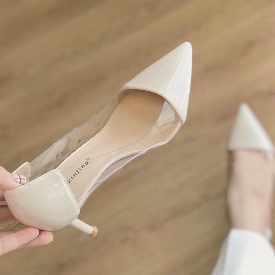 (Ảnh thật phía sau) Giày cao gót phối mika 2 màu
