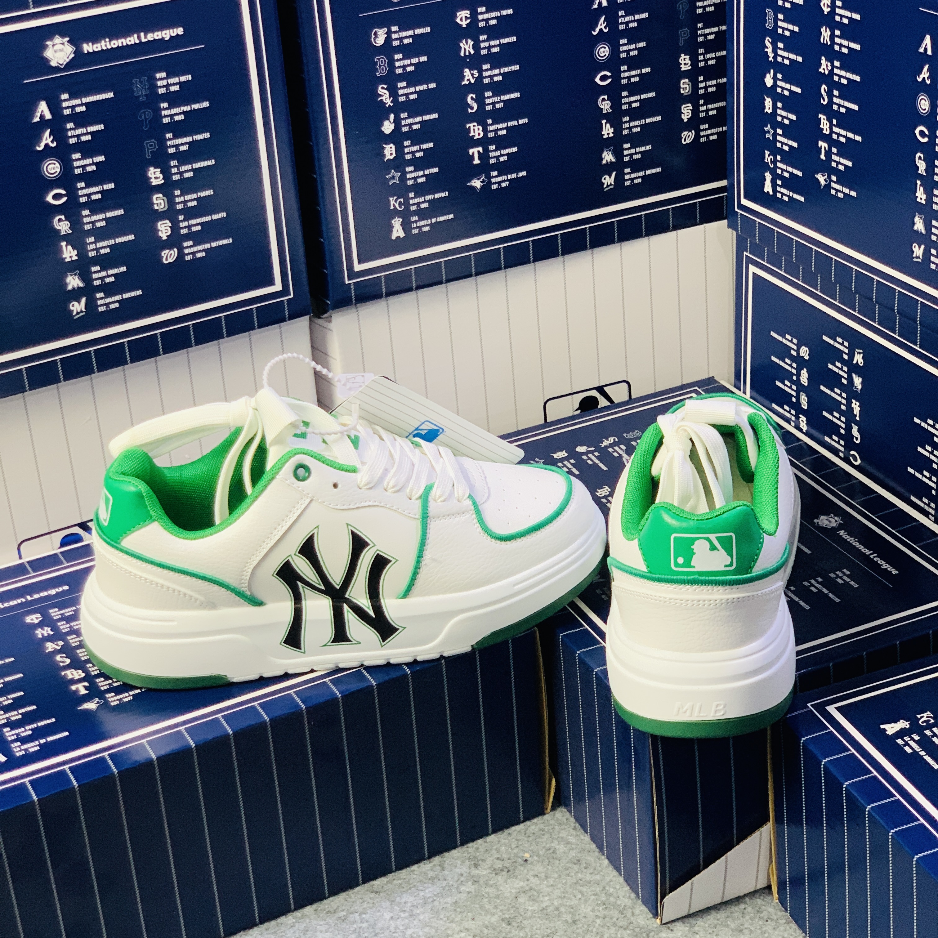Giày Sneaker Chunky Liner White / Green Nam Giày Sneaker Độn Đế Hack Chiều Cao