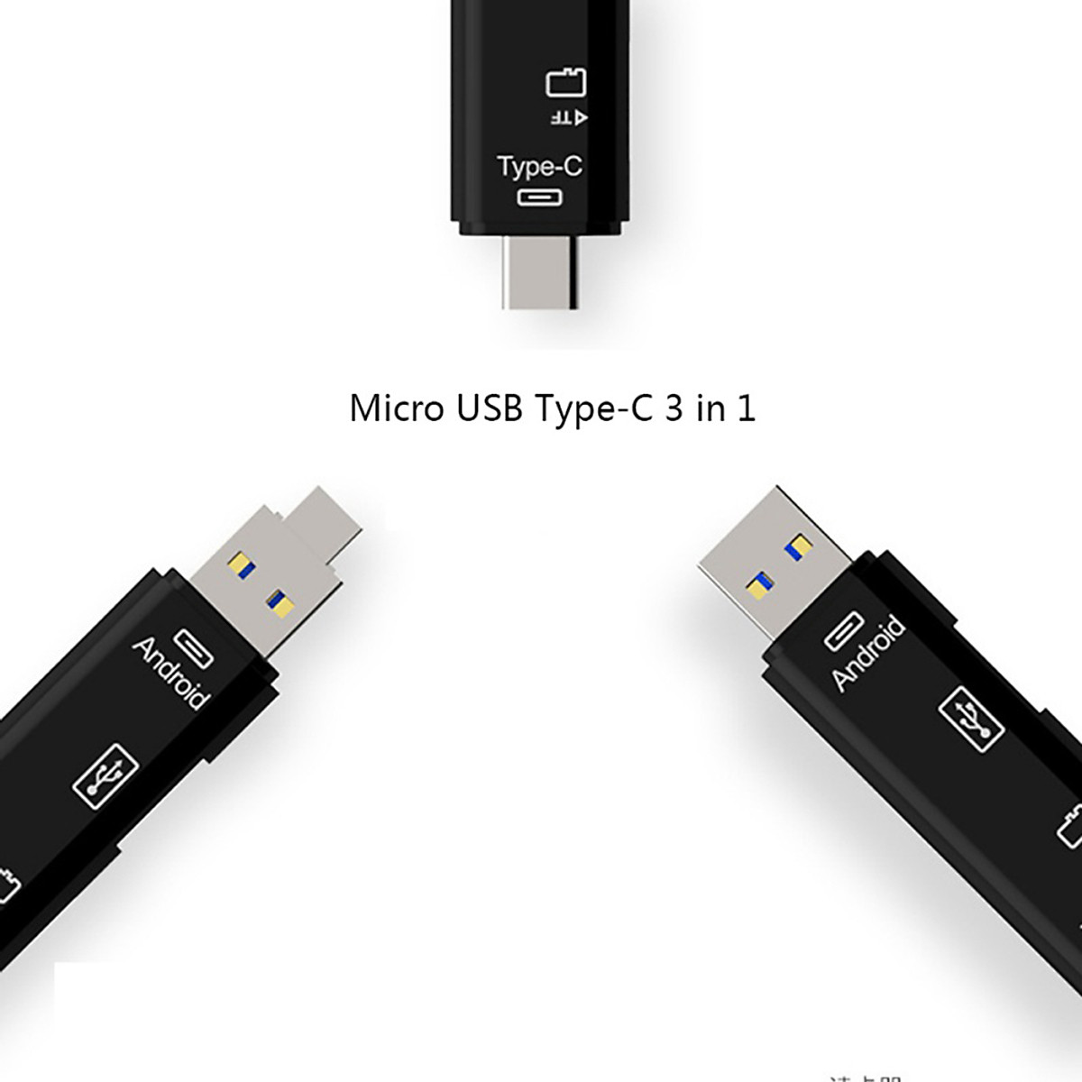 Đầu đọc thẻ - Reader OTG Smart 3in1 USB/MicroUSB/Type-C (MicroSD)