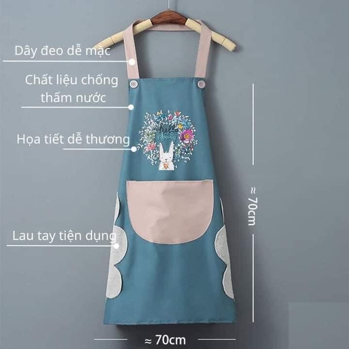 Tạp dề thỏ - tạp dề nhà bếp chống nước dễ thương - tạp dề đầu bếp thỏ vòng hoa chống dầu hoạt hình
