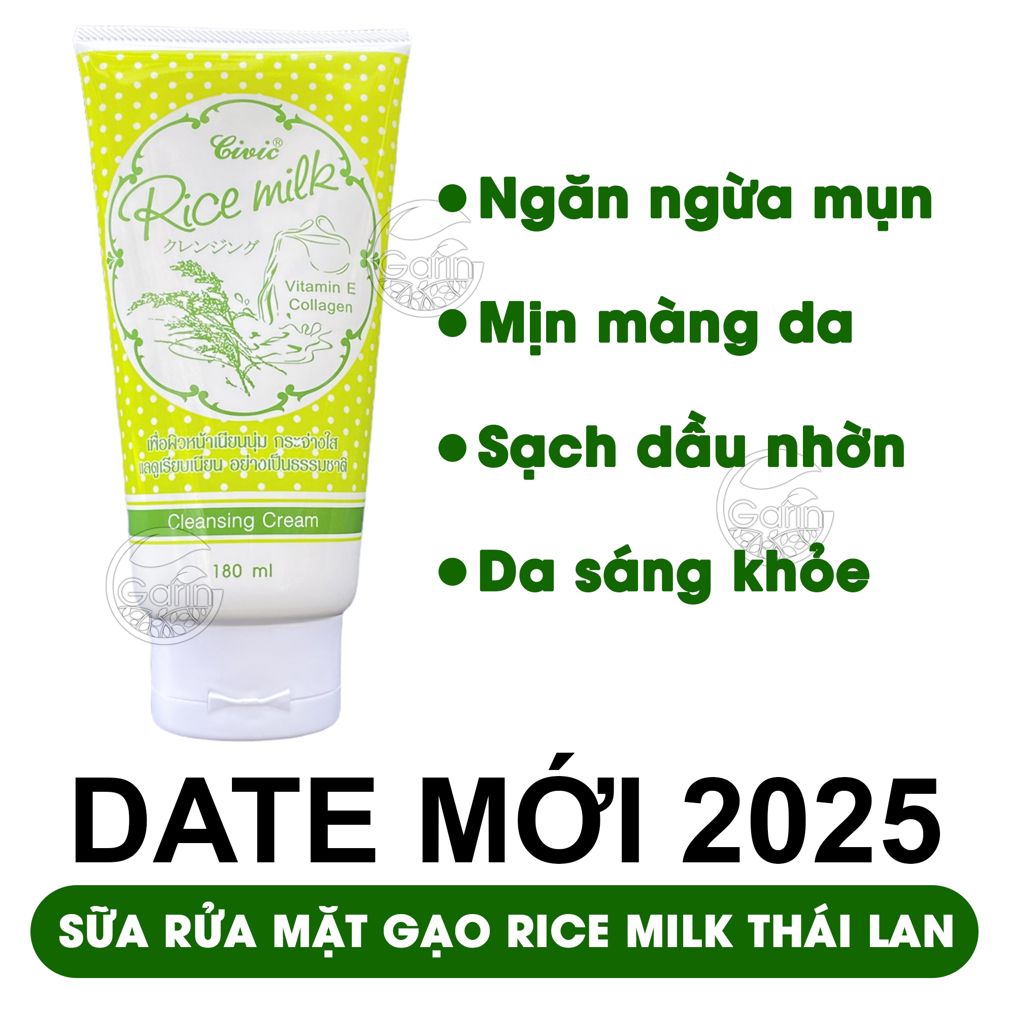Sữa rửa mặt gạo civic rice milk Thái Lan 180ml sạch nhờn ngừa mụn an toàn